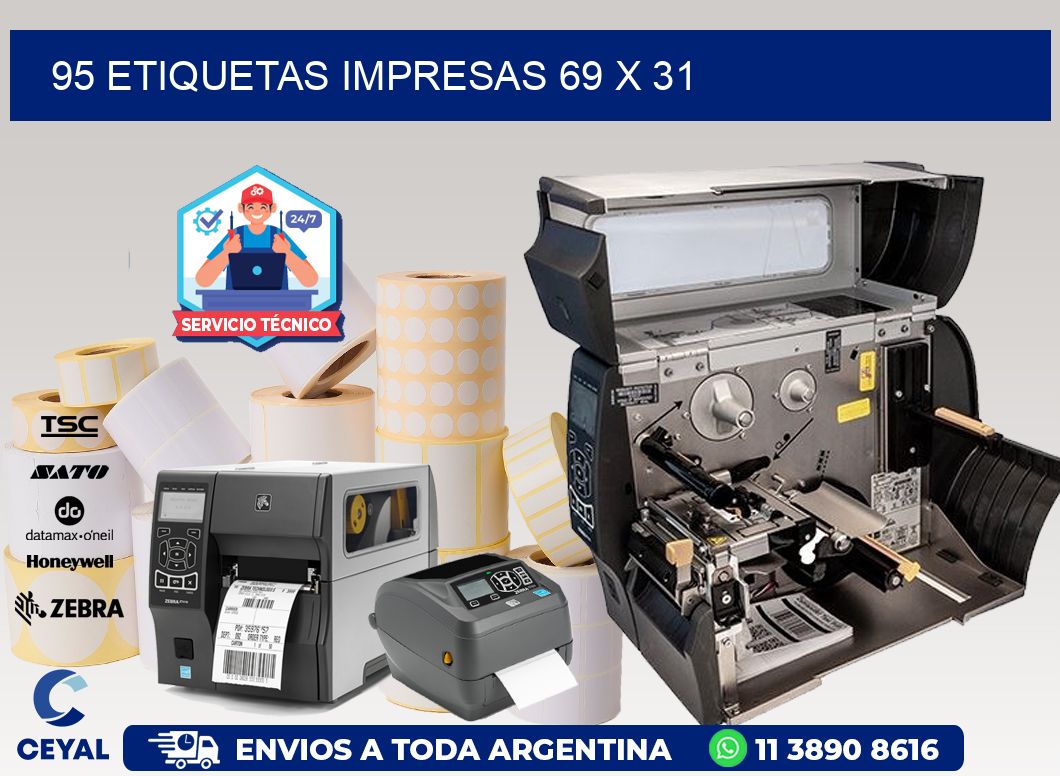 95 ETIQUETAS IMPRESAS 69 x 31
