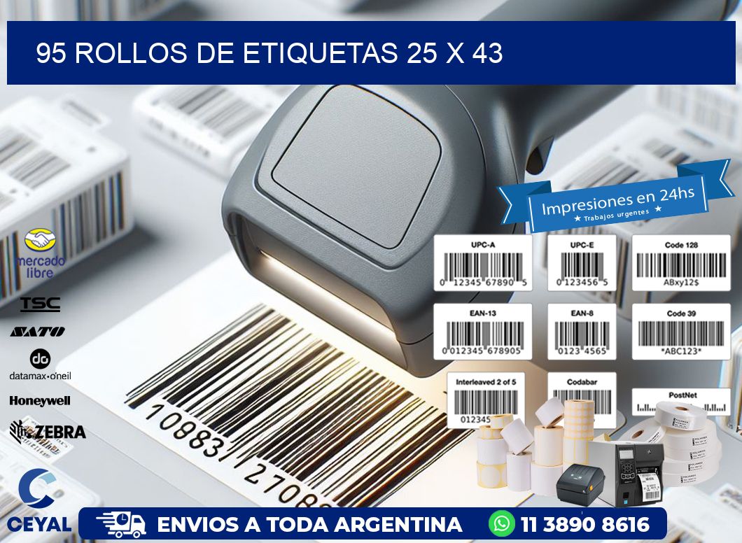95 ROLLOS DE ETIQUETAS 25 x 43
