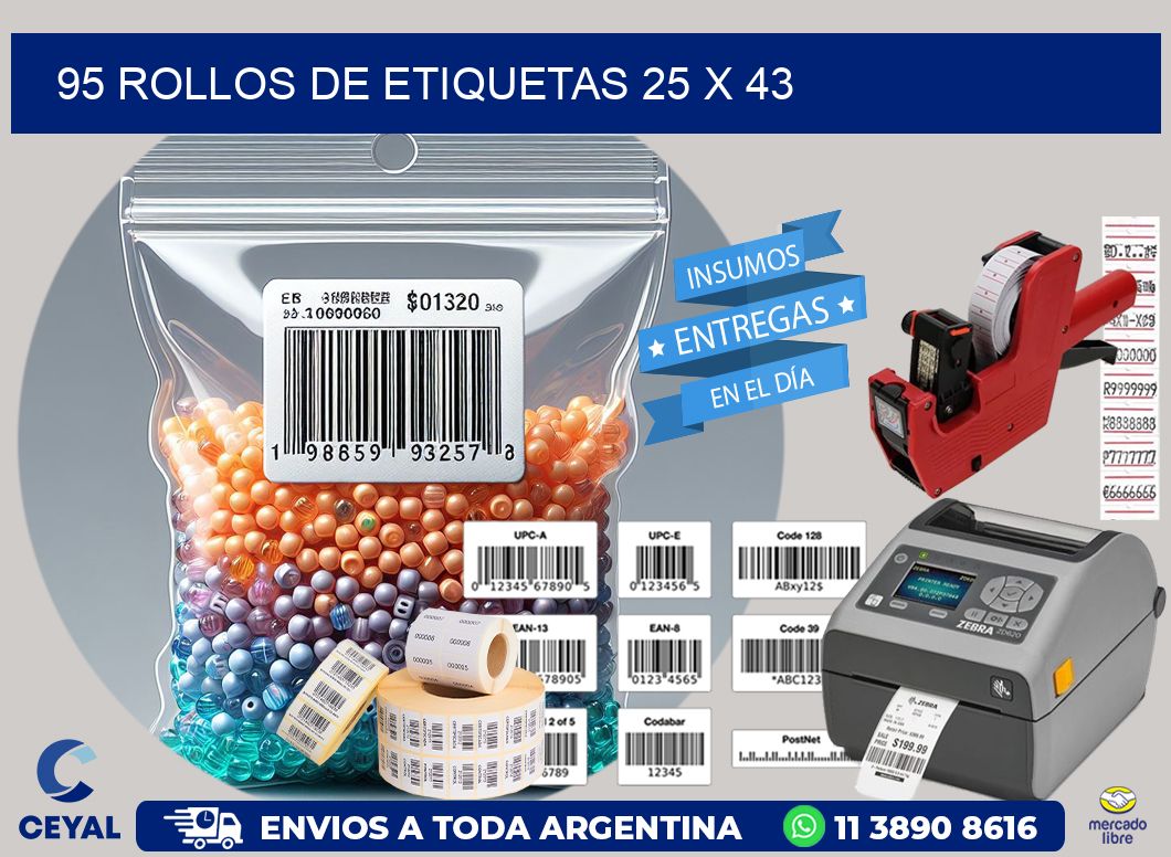 95 ROLLOS DE ETIQUETAS 25 x 43