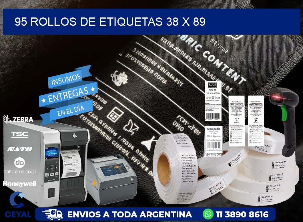 95 ROLLOS DE ETIQUETAS 38 x 89