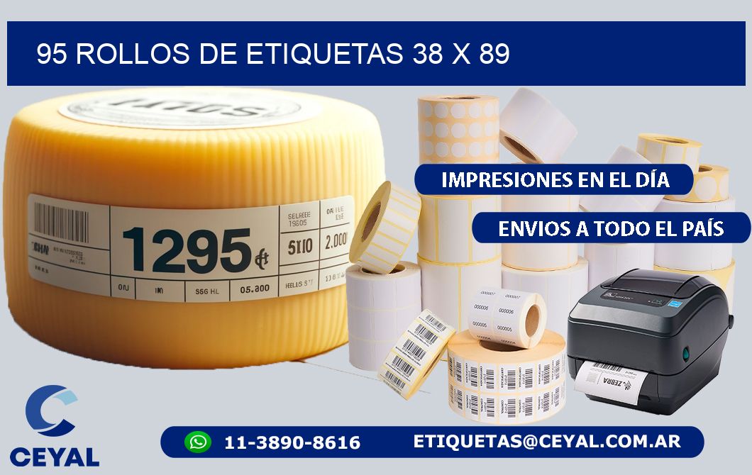 95 ROLLOS DE ETIQUETAS 38 x 89