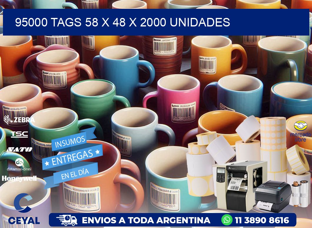 95000 TAGS 58 x 48 X 2000 UNIDADES