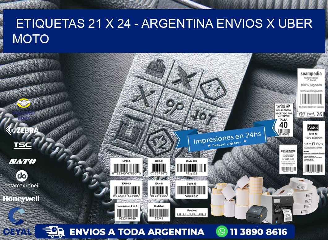 ETIQUETAS 21 x 24 - ARGENTINA ENVIOS X UBER MOTO