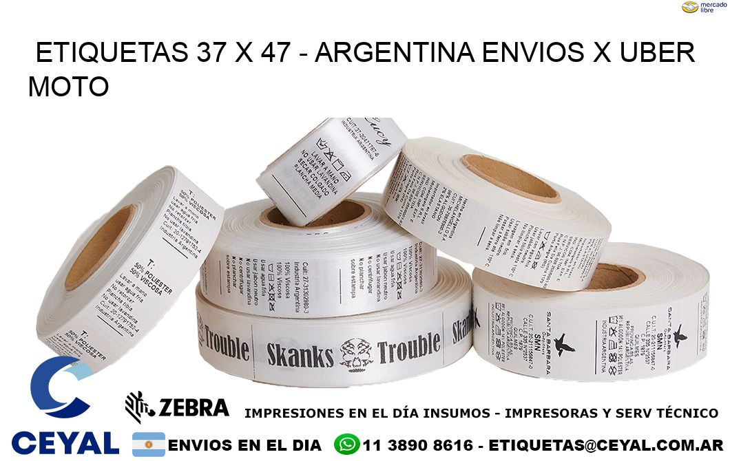 ETIQUETAS 37 x 47 - ARGENTINA ENVIOS X UBER MOTO