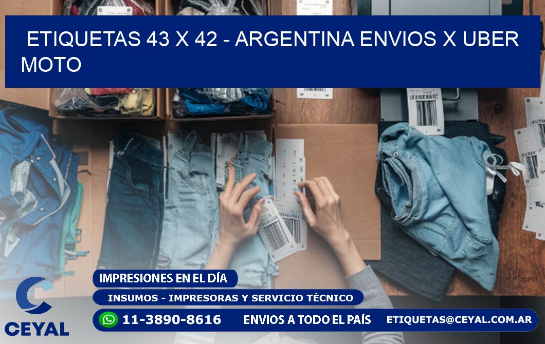 ETIQUETAS 43 x 42 - ARGENTINA ENVIOS X UBER MOTO