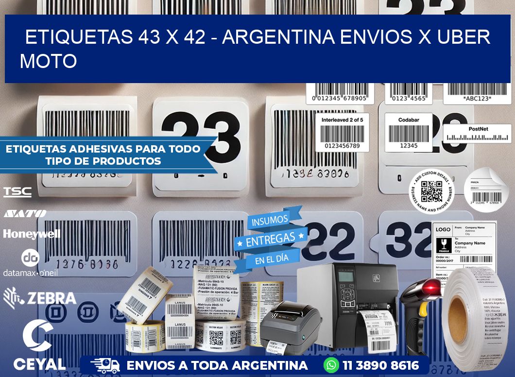 ETIQUETAS 43 x 42 - ARGENTINA ENVIOS X UBER MOTO