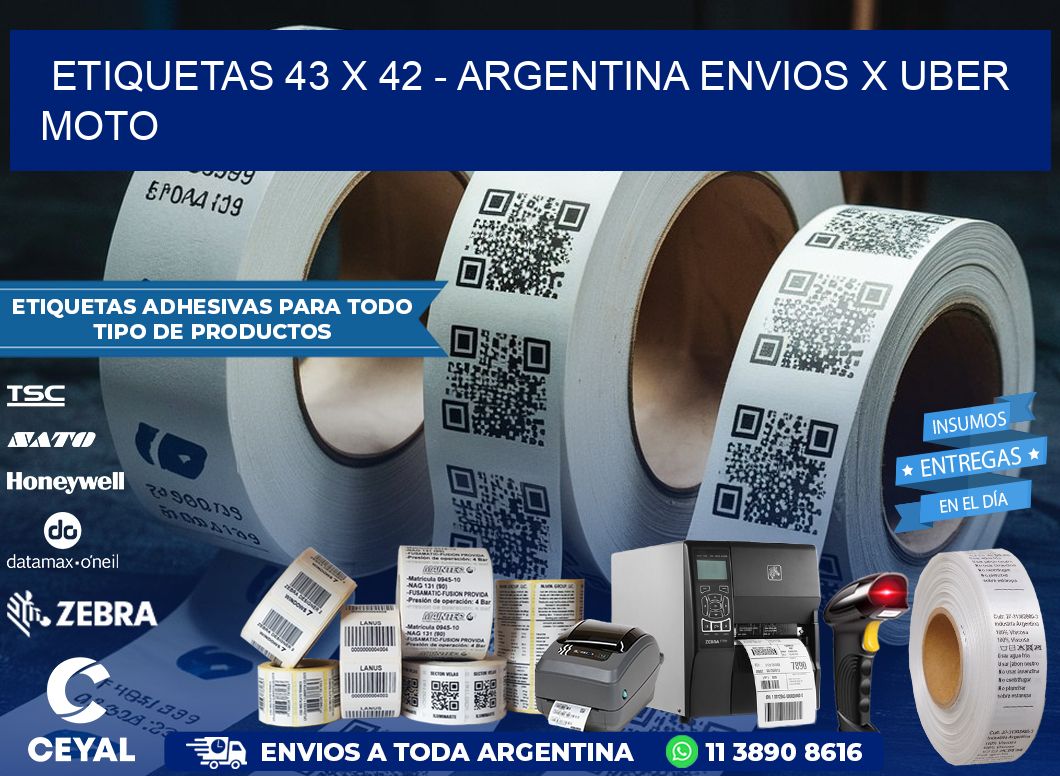 ETIQUETAS 43 x 42 – ARGENTINA ENVIOS X UBER MOTO