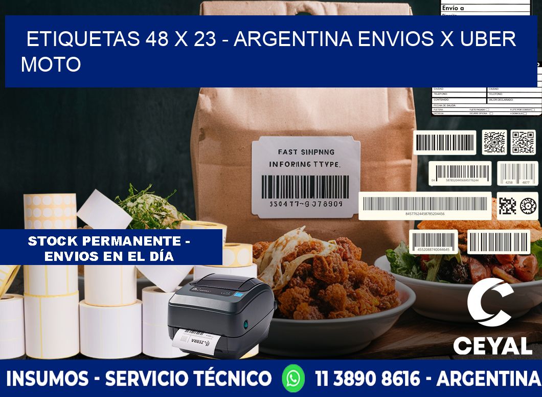 ETIQUETAS 48 x 23 - ARGENTINA ENVIOS X UBER MOTO