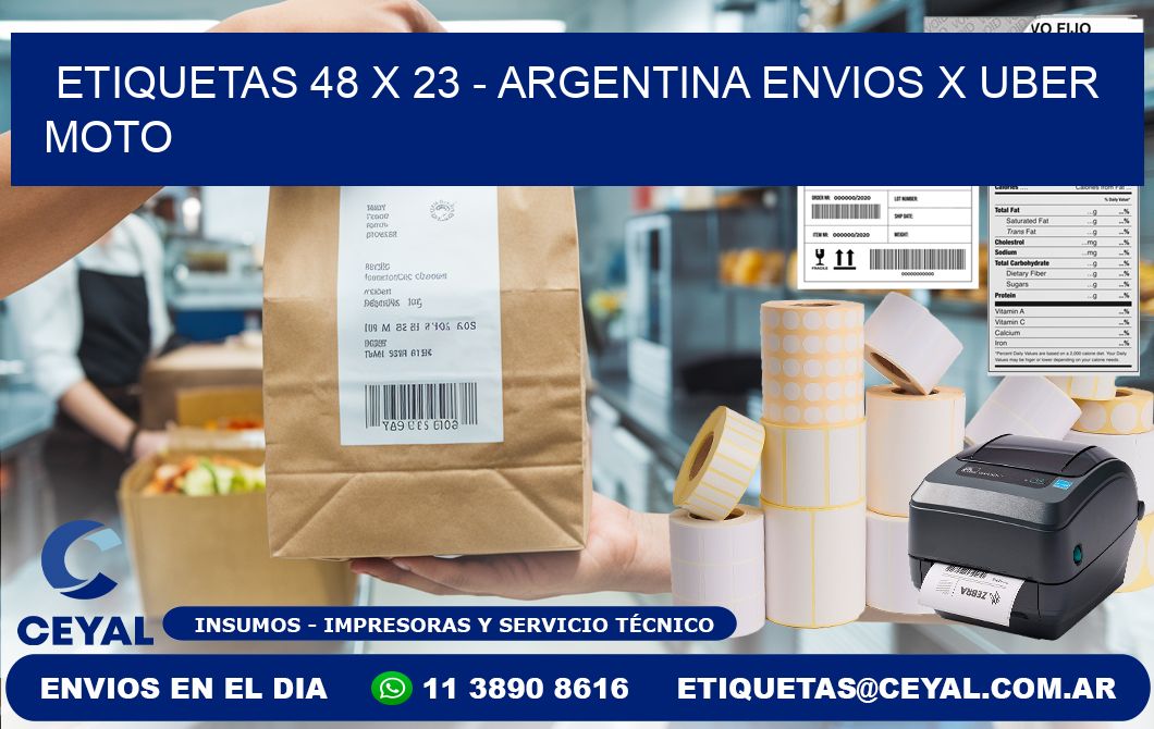 ETIQUETAS 48 x 23 - ARGENTINA ENVIOS X UBER MOTO