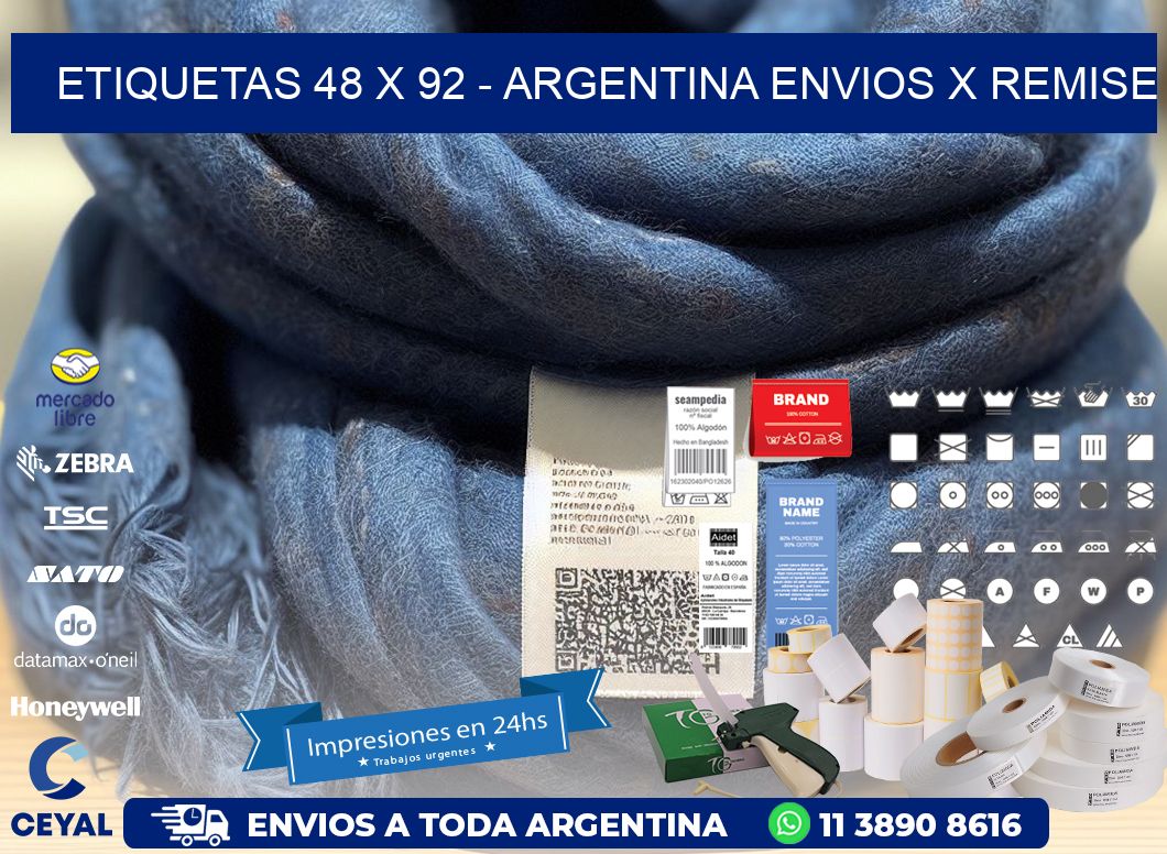 ETIQUETAS 48 x 92 - ARGENTINA ENVIOS X REMISE