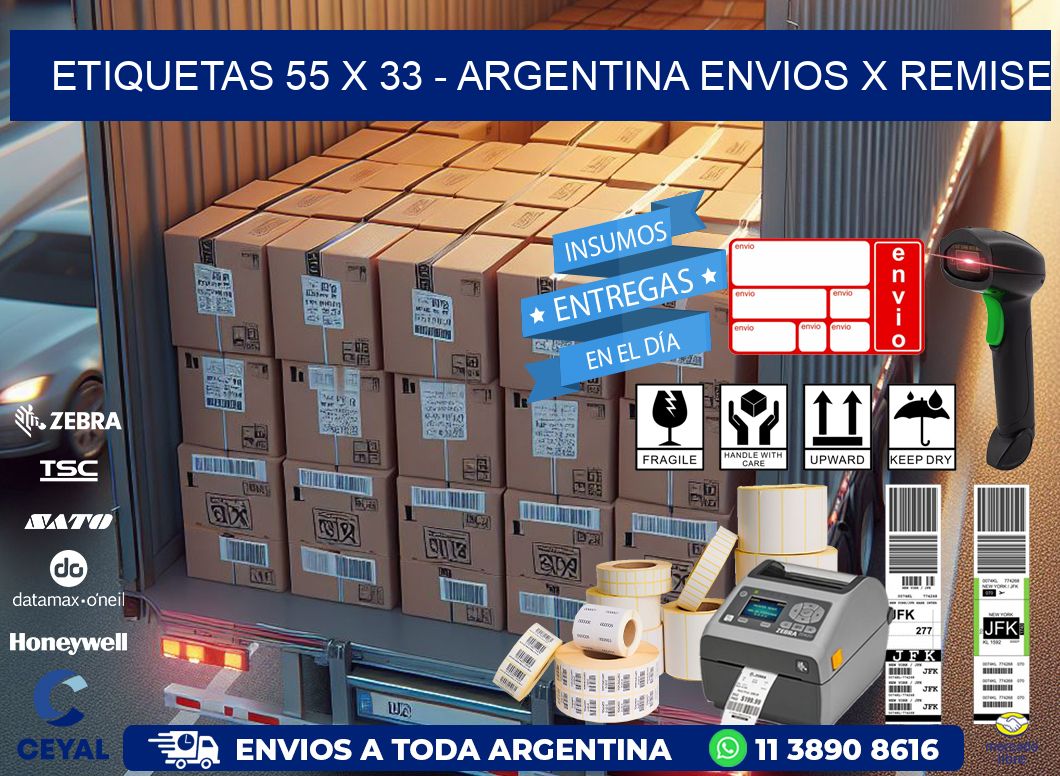 ETIQUETAS 55 x 33 - ARGENTINA ENVIOS X REMISE