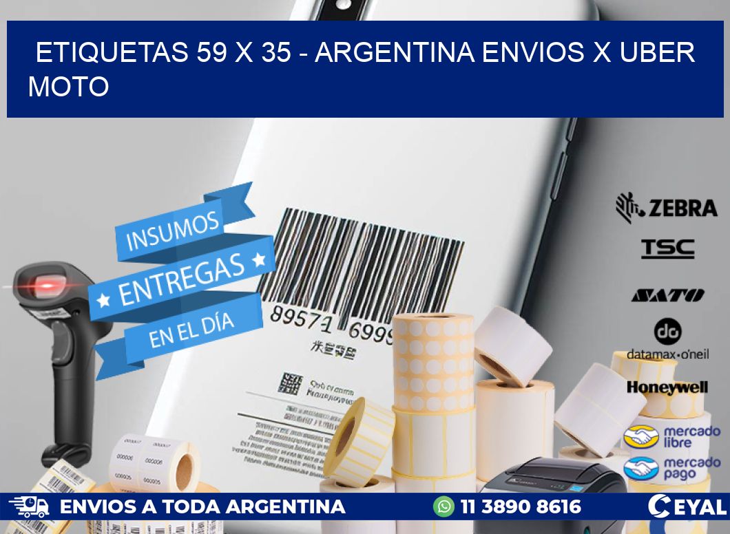 ETIQUETAS 59 x 35 - ARGENTINA ENVIOS X UBER MOTO