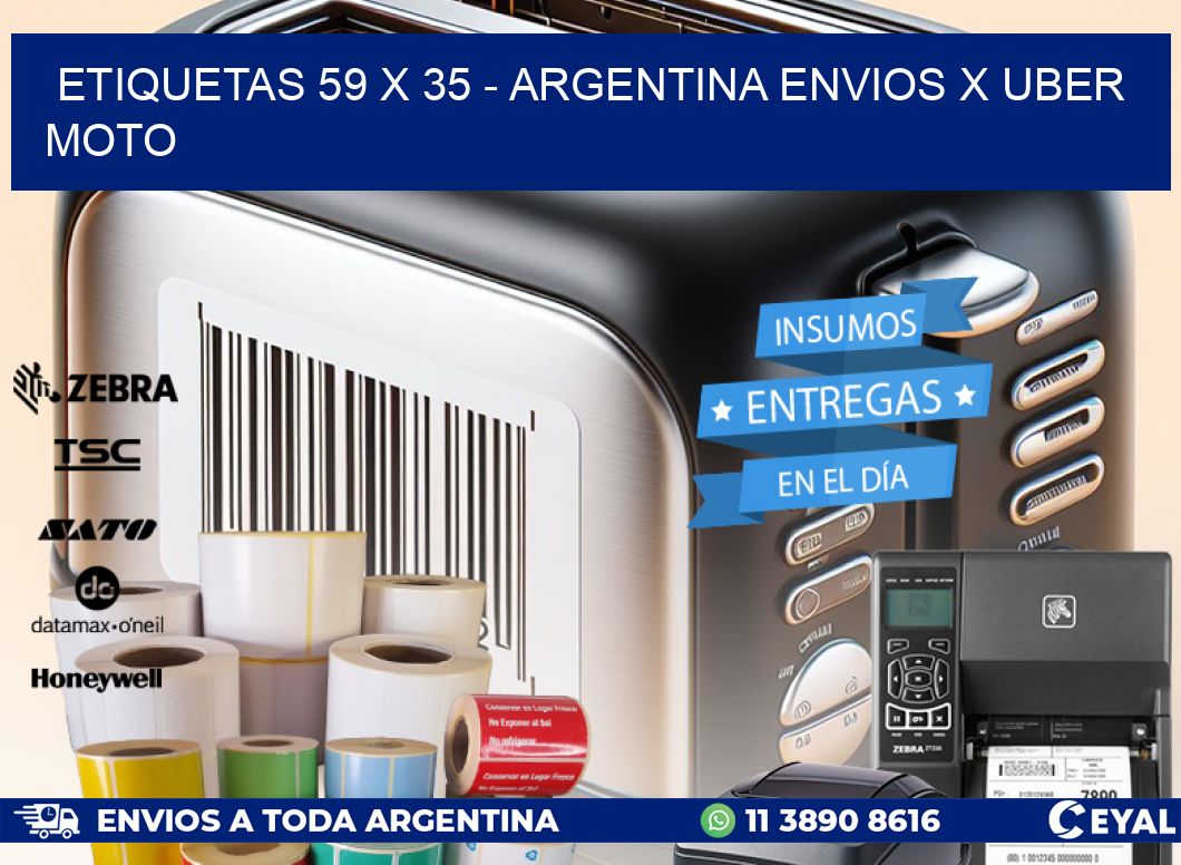 ETIQUETAS 59 x 35 - ARGENTINA ENVIOS X UBER MOTO