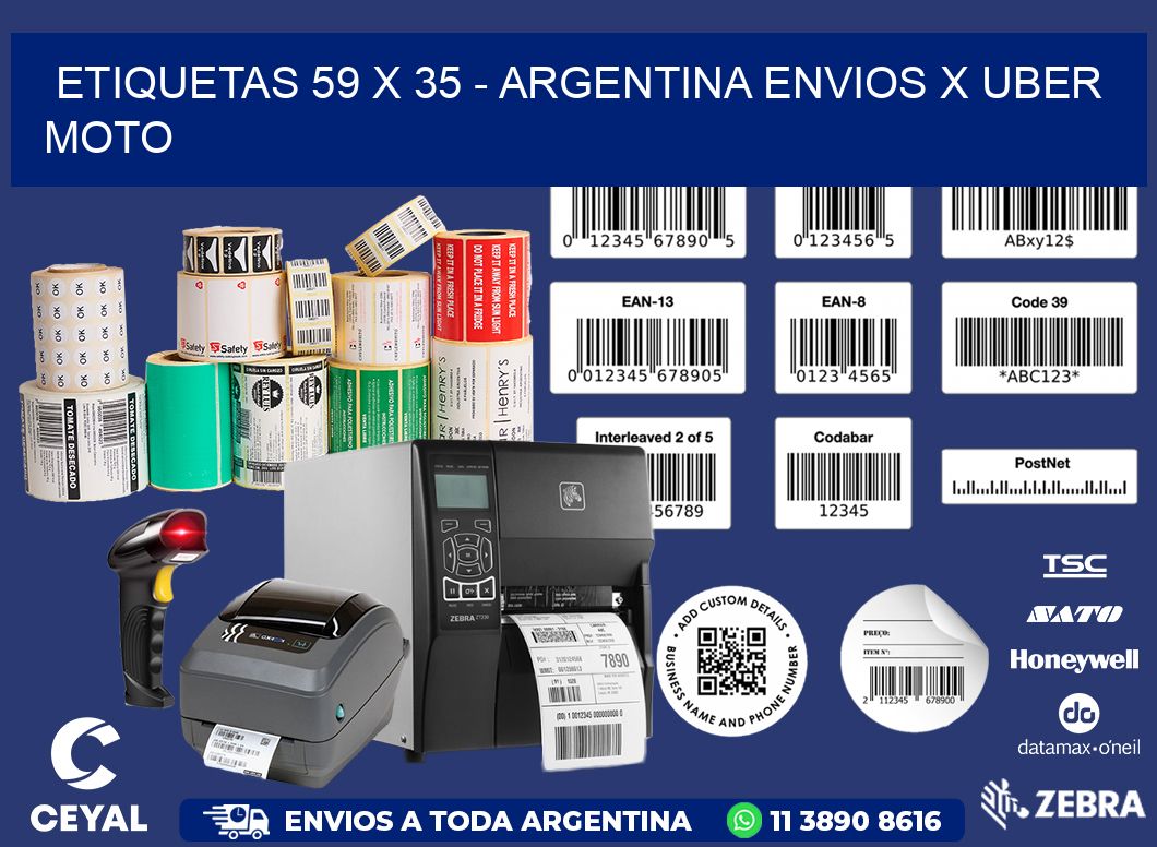 ETIQUETAS 59 x 35 - ARGENTINA ENVIOS X UBER MOTO