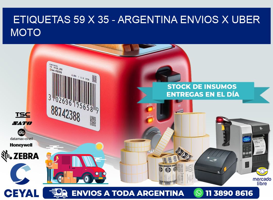 ETIQUETAS 59 x 35 – ARGENTINA ENVIOS X UBER MOTO