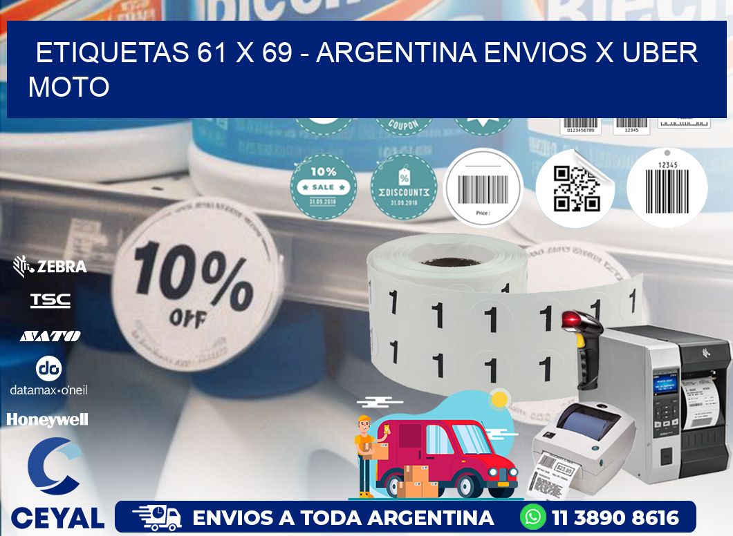 ETIQUETAS 61 x 69 - ARGENTINA ENVIOS X UBER MOTO