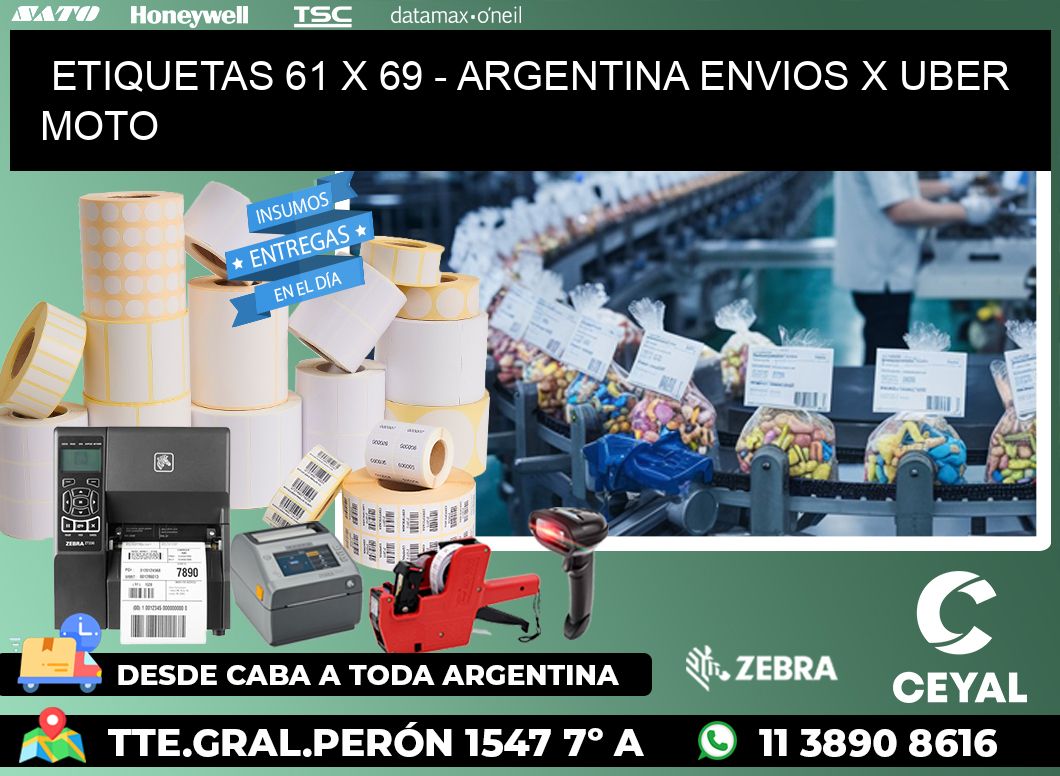 ETIQUETAS 61 x 69 - ARGENTINA ENVIOS X UBER MOTO