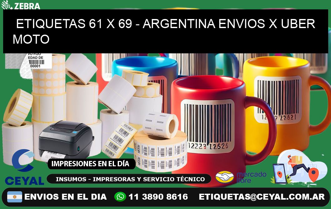 ETIQUETAS 61 x 69 - ARGENTINA ENVIOS X UBER MOTO