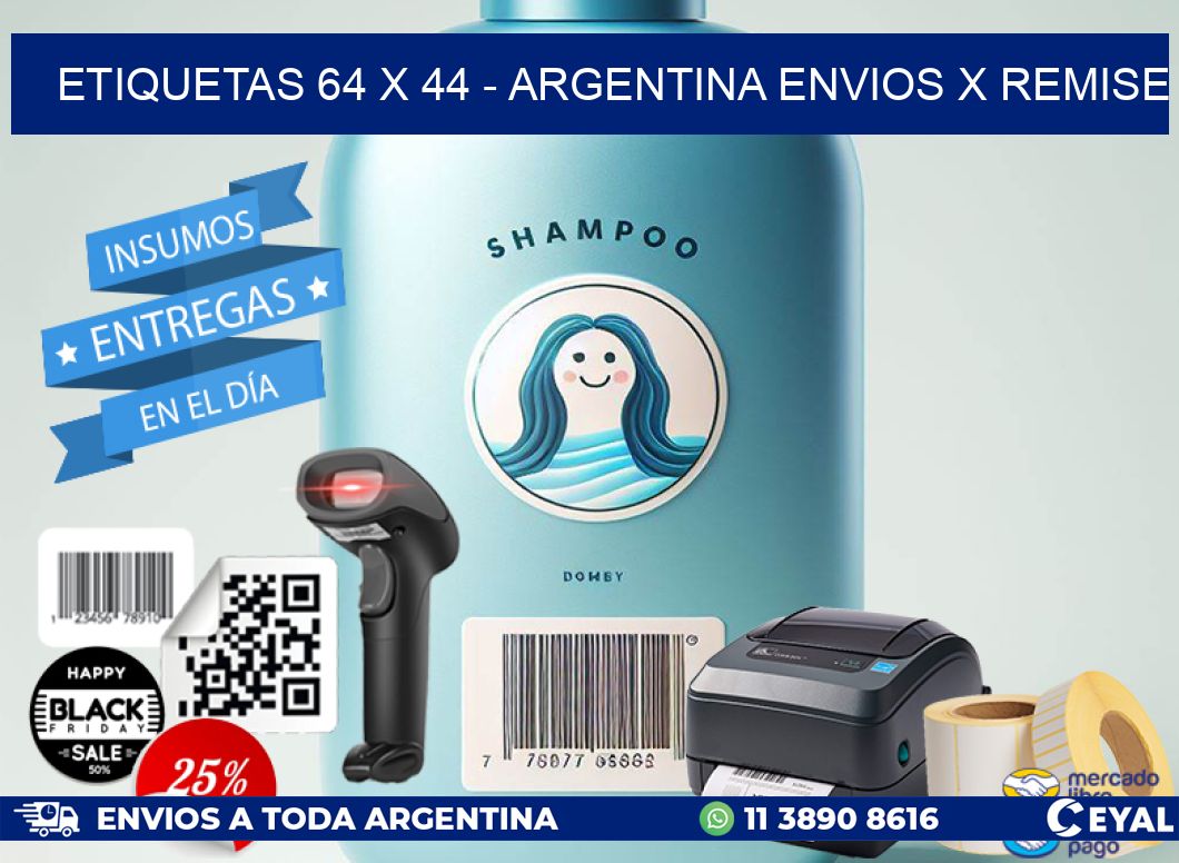 ETIQUETAS 64 x 44 - ARGENTINA ENVIOS X REMISE