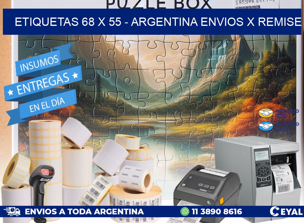 ETIQUETAS 68 x 55 - ARGENTINA ENVIOS X REMISE