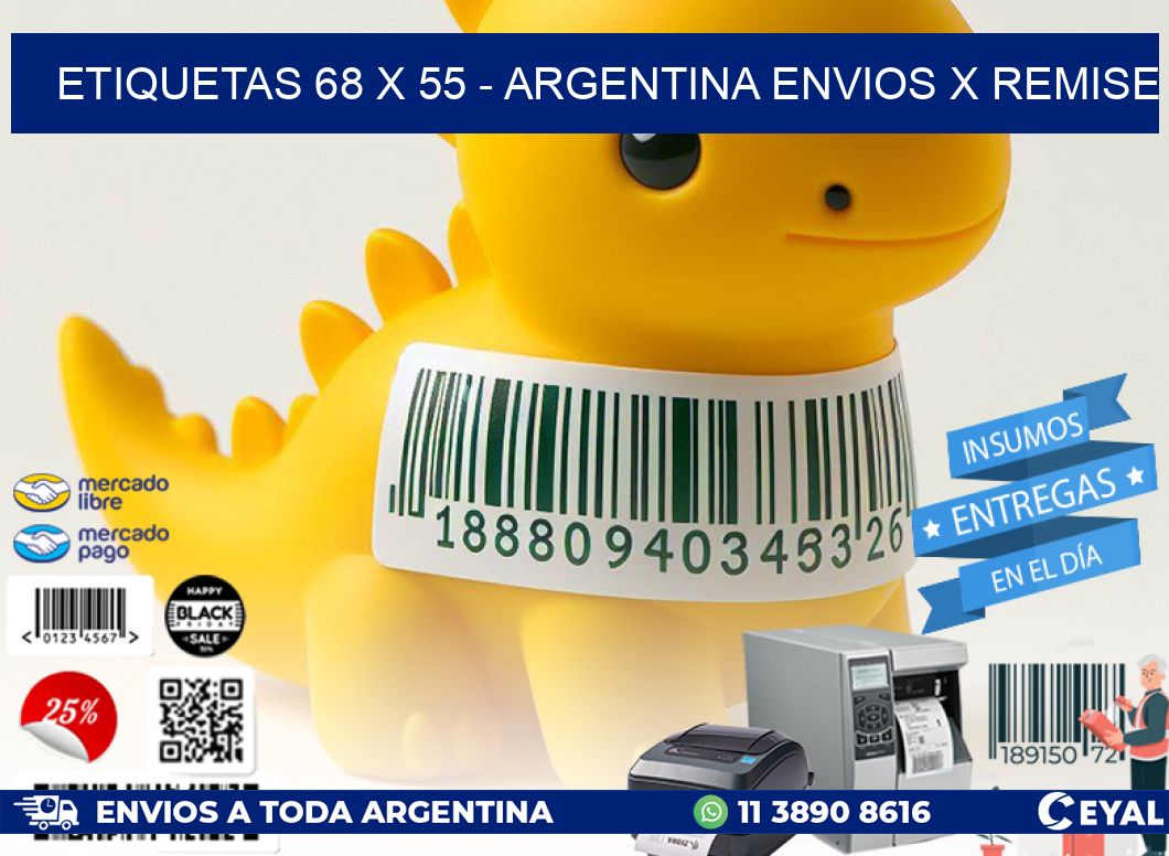 ETIQUETAS 68 x 55 - ARGENTINA ENVIOS X REMISE