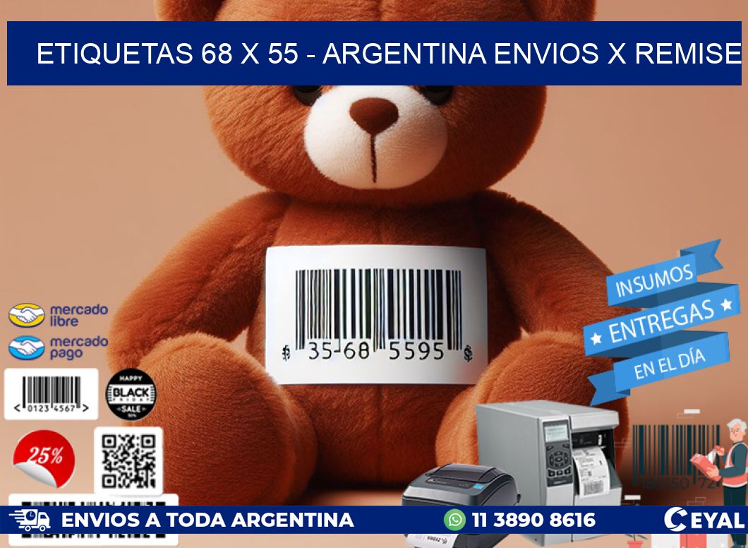 ETIQUETAS 68 x 55 - ARGENTINA ENVIOS X REMISE