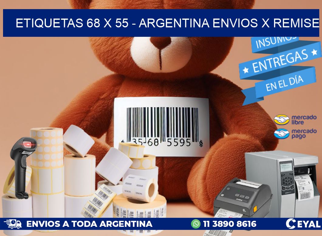 ETIQUETAS 68 x 55 – ARGENTINA ENVIOS X REMISE