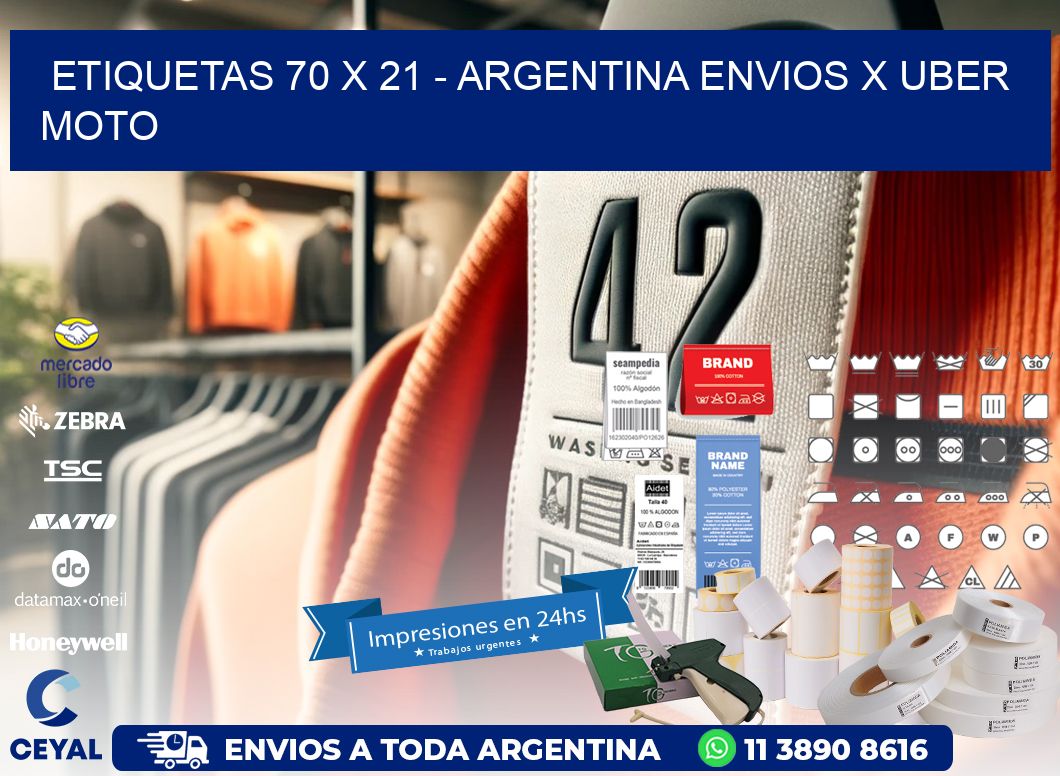 ETIQUETAS 70 x 21 - ARGENTINA ENVIOS X UBER MOTO