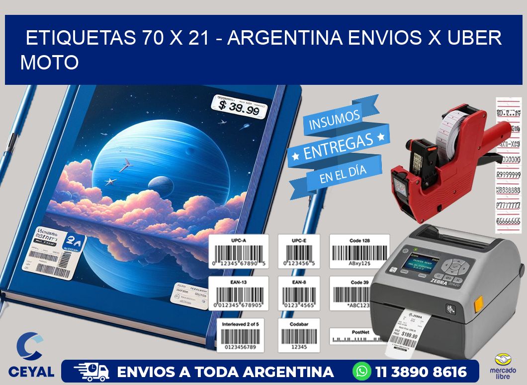 ETIQUETAS 70 x 21 - ARGENTINA ENVIOS X UBER MOTO
