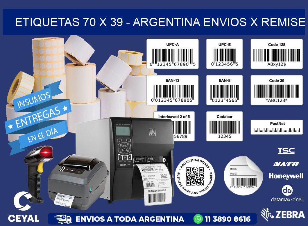 ETIQUETAS 70 x 39 - ARGENTINA ENVIOS X REMISE