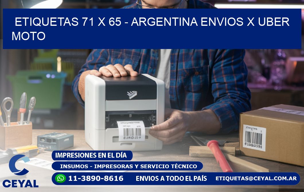 ETIQUETAS 71 x 65 - ARGENTINA ENVIOS X UBER MOTO