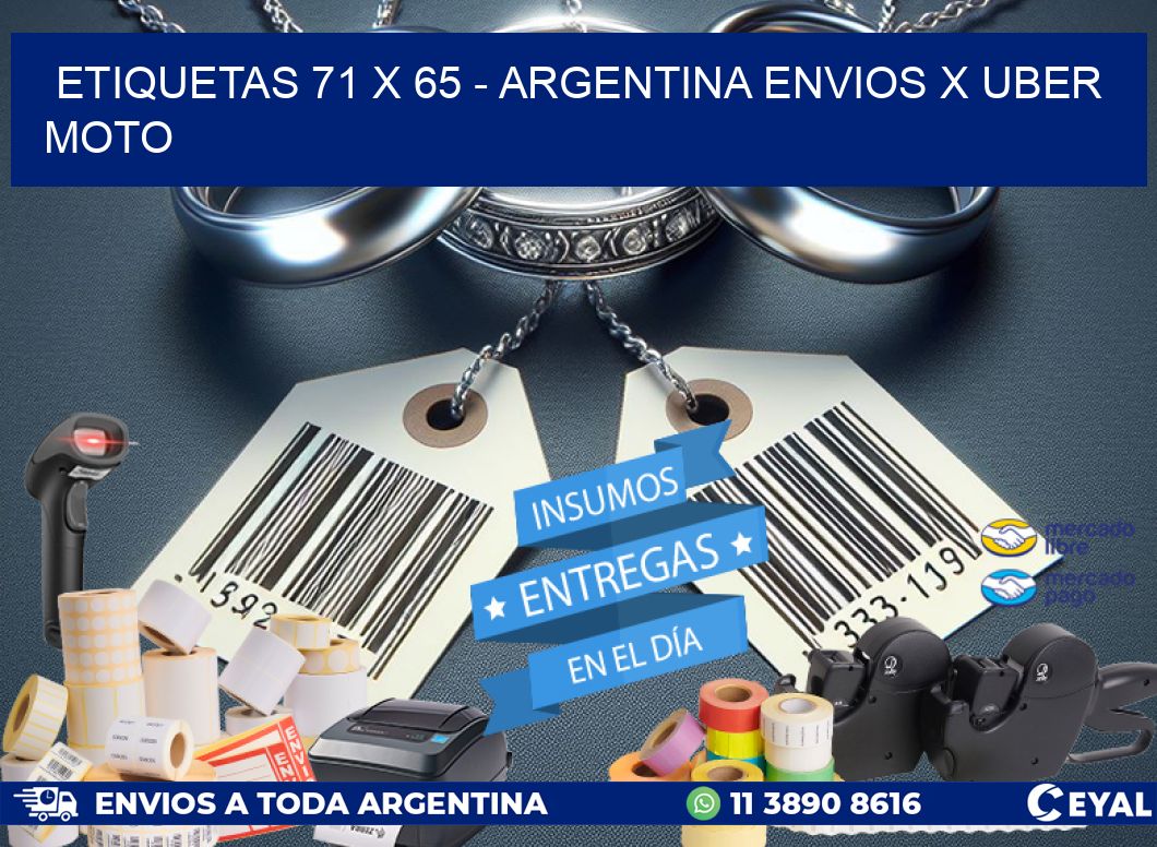 ETIQUETAS 71 x 65 - ARGENTINA ENVIOS X UBER MOTO