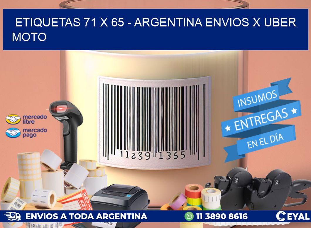 ETIQUETAS 71 x 65 - ARGENTINA ENVIOS X UBER MOTO