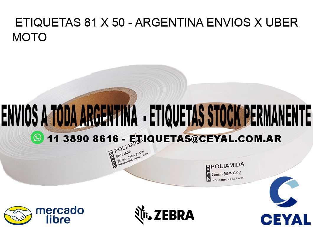 ETIQUETAS 81 x 50 - ARGENTINA ENVIOS X UBER MOTO