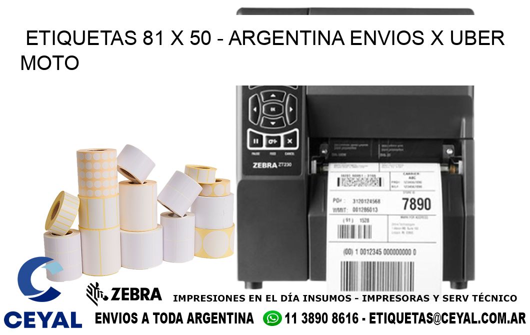 ETIQUETAS 81 x 50 - ARGENTINA ENVIOS X UBER MOTO