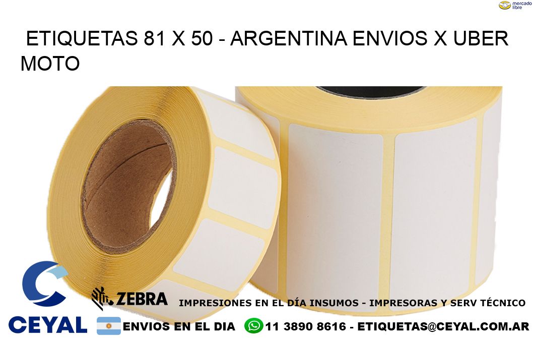 ETIQUETAS 81 x 50 – ARGENTINA ENVIOS X UBER MOTO