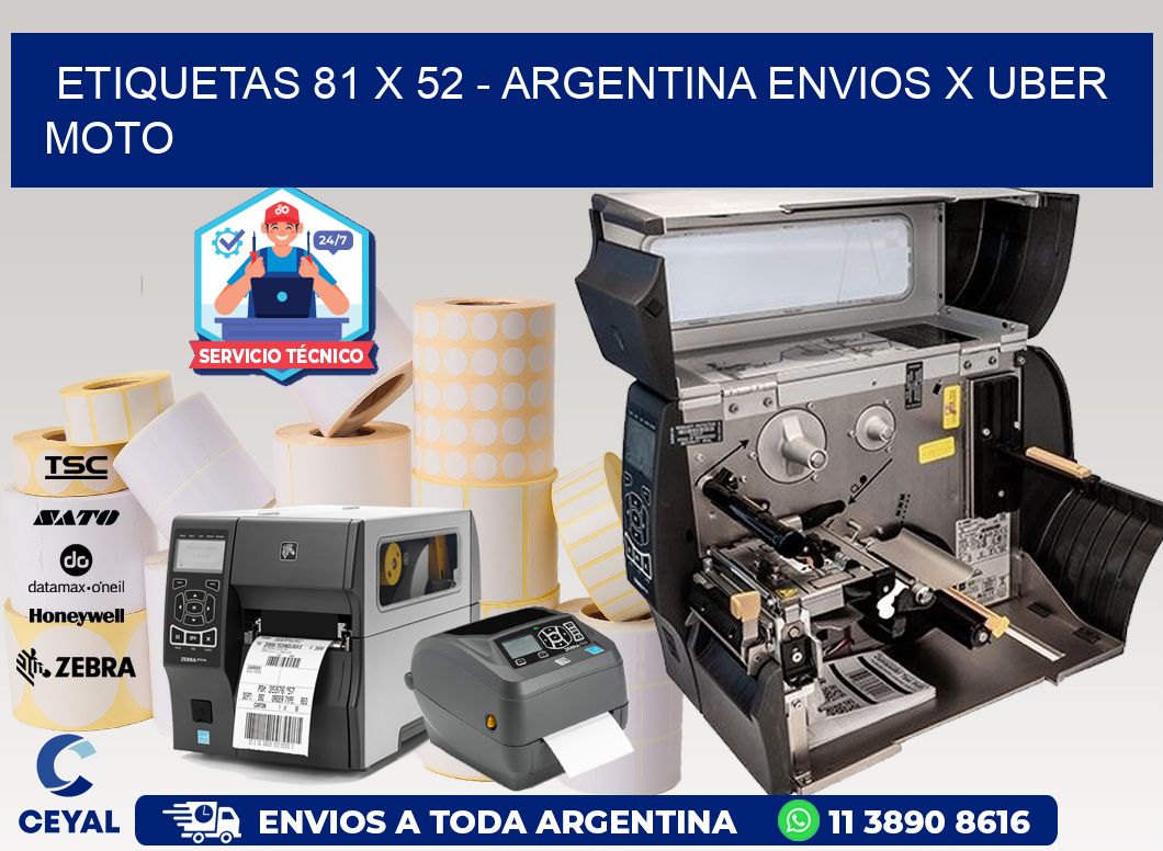 ETIQUETAS 81 x 52 - ARGENTINA ENVIOS X UBER MOTO