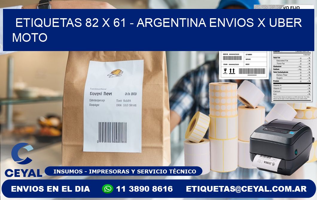 ETIQUETAS 82 x 61 - ARGENTINA ENVIOS X UBER MOTO