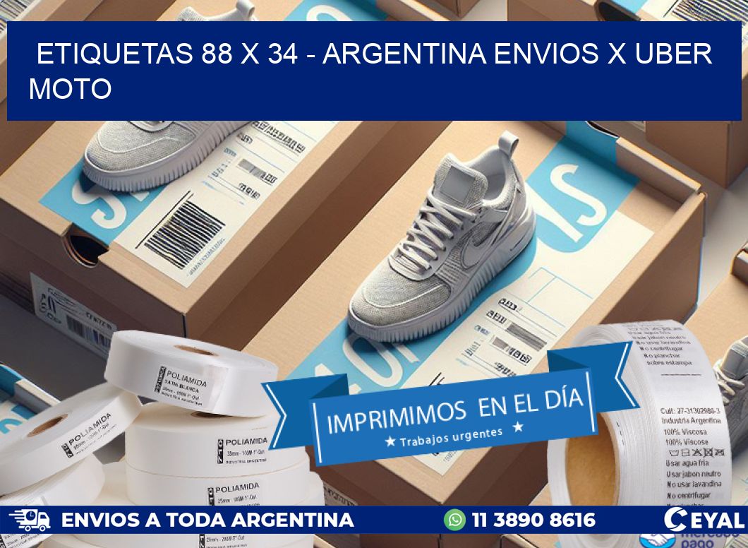 ETIQUETAS 88 x 34 - ARGENTINA ENVIOS X UBER MOTO