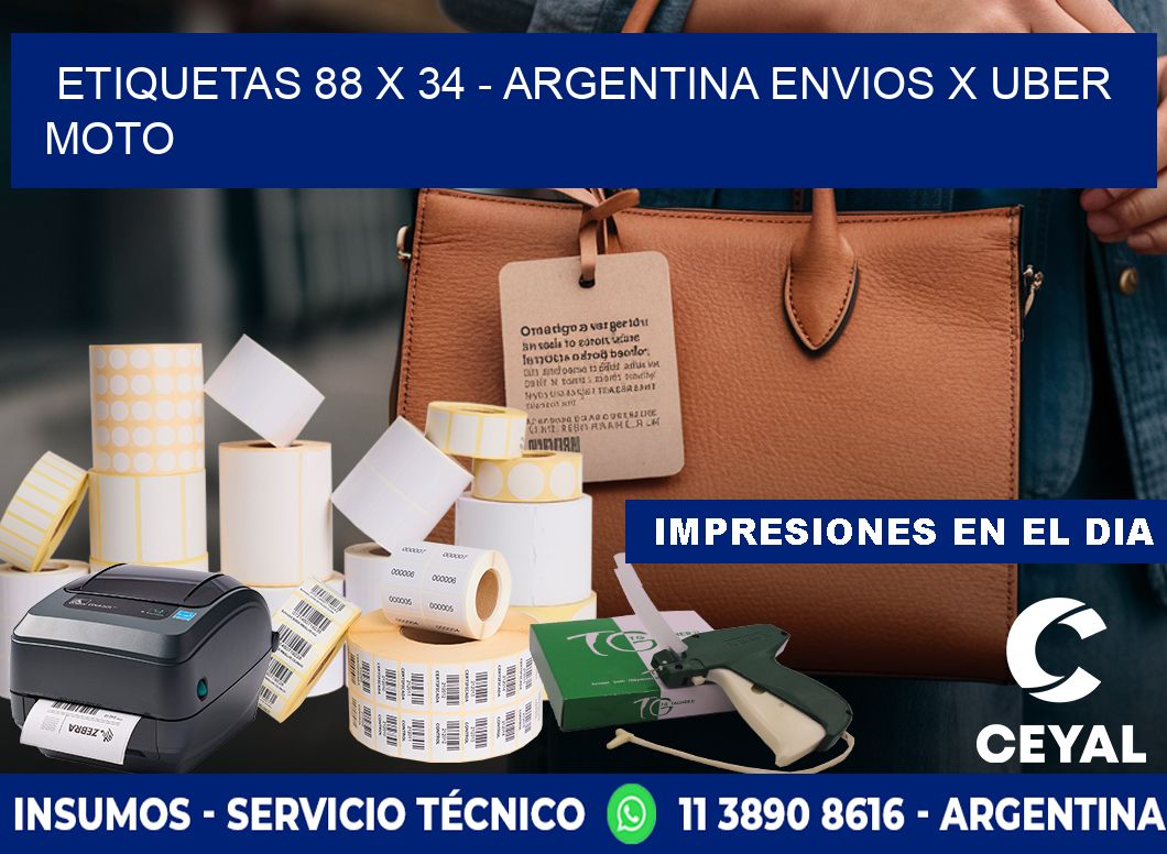 ETIQUETAS 88 x 34 - ARGENTINA ENVIOS X UBER MOTO