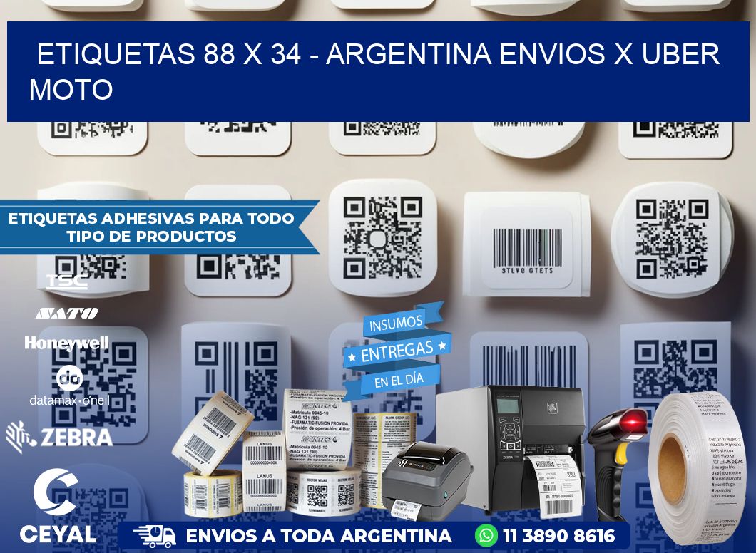 ETIQUETAS 88 x 34 - ARGENTINA ENVIOS X UBER MOTO