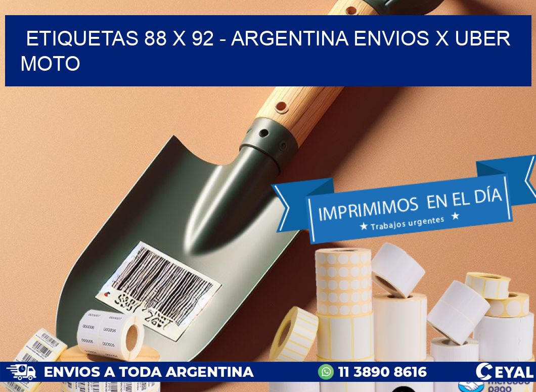 ETIQUETAS 88 x 92 - ARGENTINA ENVIOS X UBER MOTO