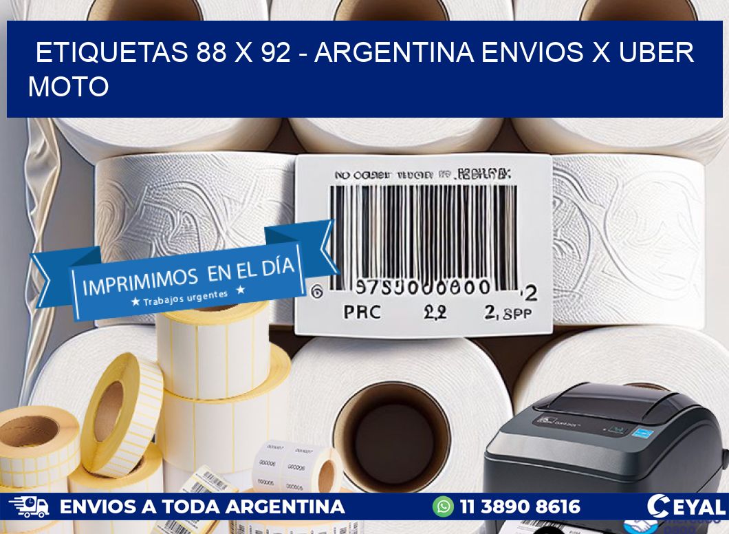 ETIQUETAS 88 x 92 - ARGENTINA ENVIOS X UBER MOTO