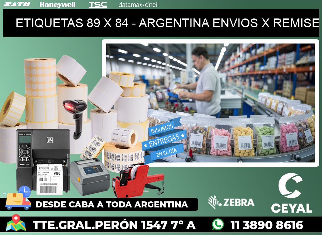 ETIQUETAS 89 x 84 - ARGENTINA ENVIOS X REMISE