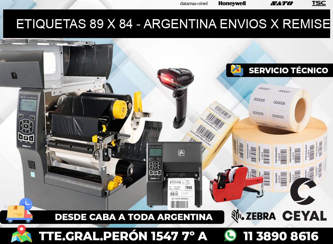 ETIQUETAS 89 x 84 - ARGENTINA ENVIOS X REMISE