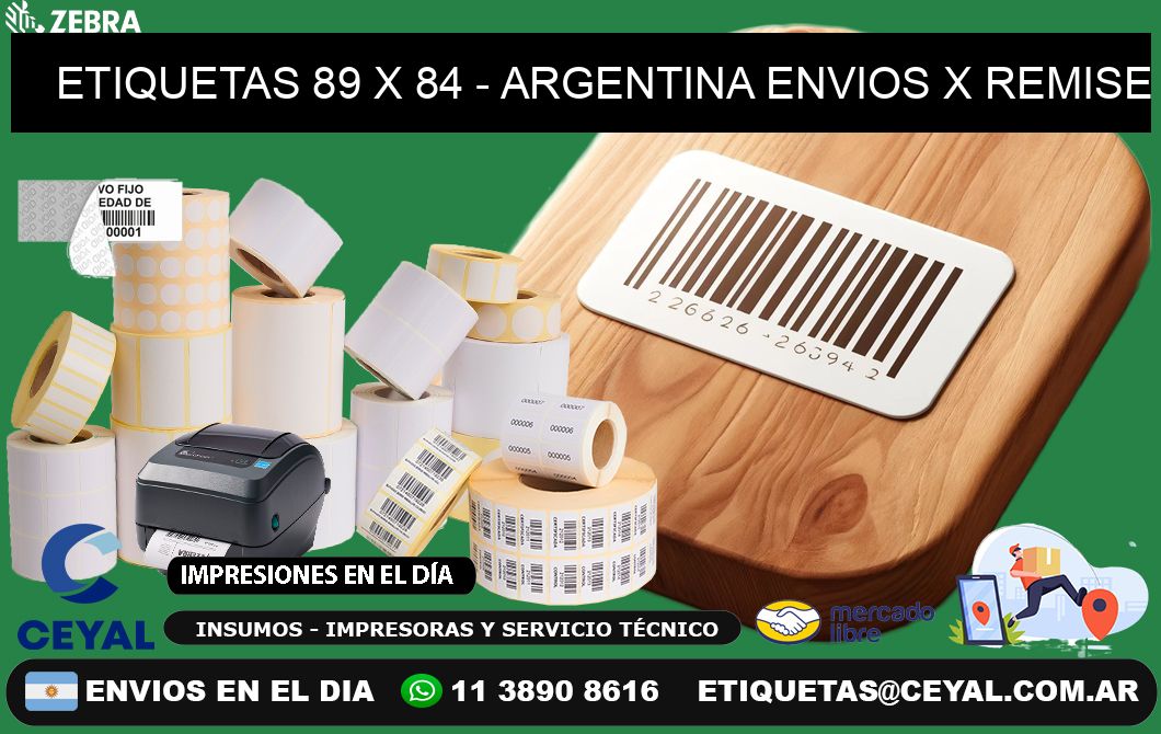 ETIQUETAS 89 x 84 - ARGENTINA ENVIOS X REMISE