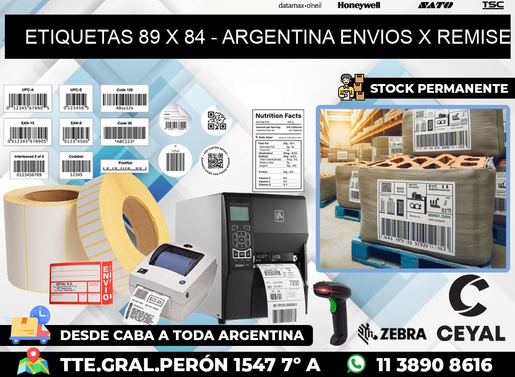 ETIQUETAS 89 x 84 – ARGENTINA ENVIOS X REMISE