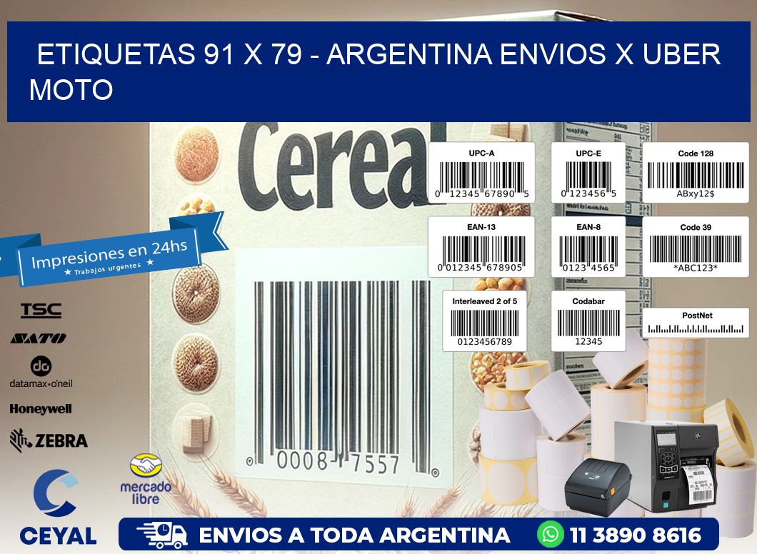 ETIQUETAS 91 x 79 - ARGENTINA ENVIOS X UBER MOTO