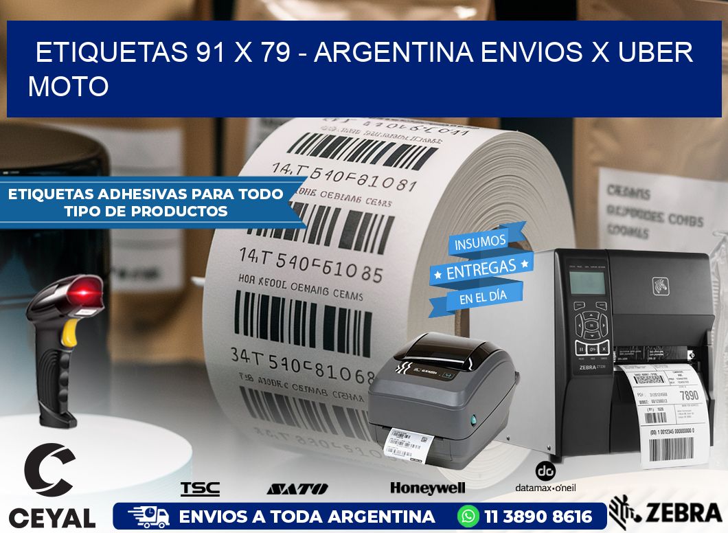 ETIQUETAS 91 x 79 – ARGENTINA ENVIOS X UBER MOTO