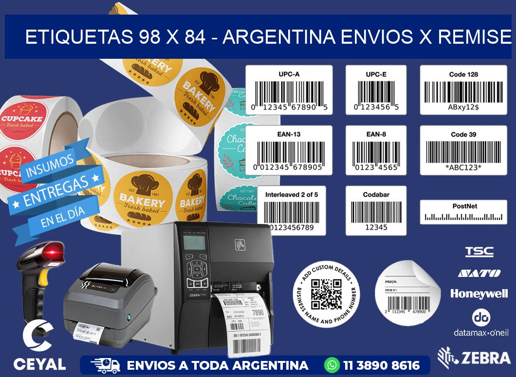 ETIQUETAS 98 x 84 - ARGENTINA ENVIOS X REMISE